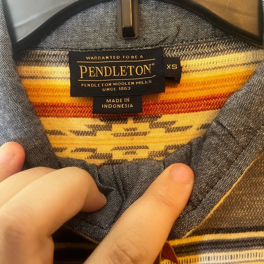 Pendleton Women's Doublesoft Half-Zip Pullover Denim Saltillo Stripe Size XS - Picture 4 of 7